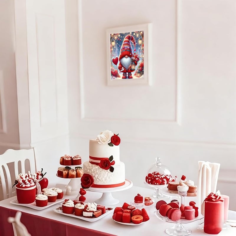TaeYsck Valentine's Day Stamped Cross Stitch Kits for Beginner, Gnome Love Needlepoint Counted Cross Stitch Embroidery Kits for Adults, 11CT Flowers Dimensions Counted Cross Stitch Patterns Arts Craft Kits - Image 3